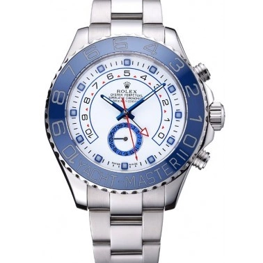 Aaa fake watches Stainless II Master White Yacht Bracelet Rolex Bezel Dial Blue 622269 Steel 0629